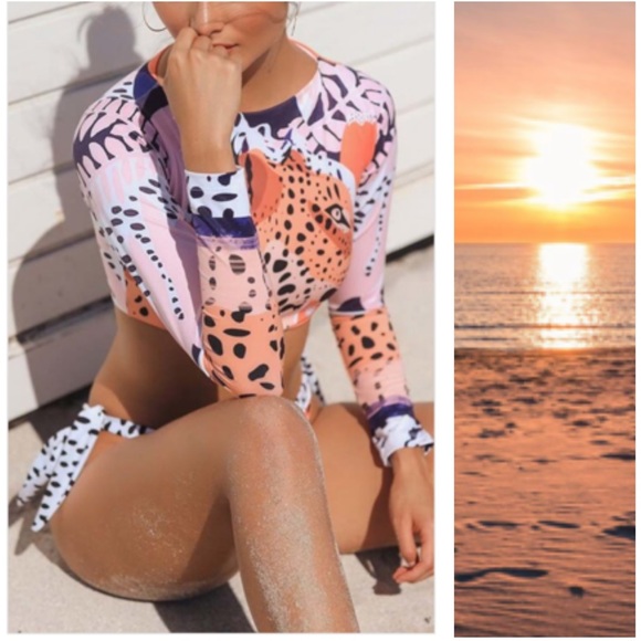 New! Long sleeve wildcat printed  bikini - Picture 8 of 12